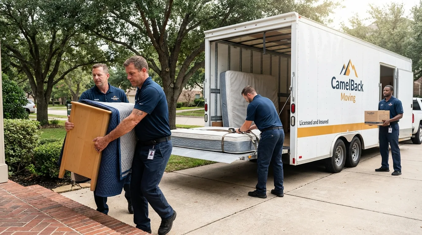 Crew loading residential truck for cross-state move from Yellow Springs, OH