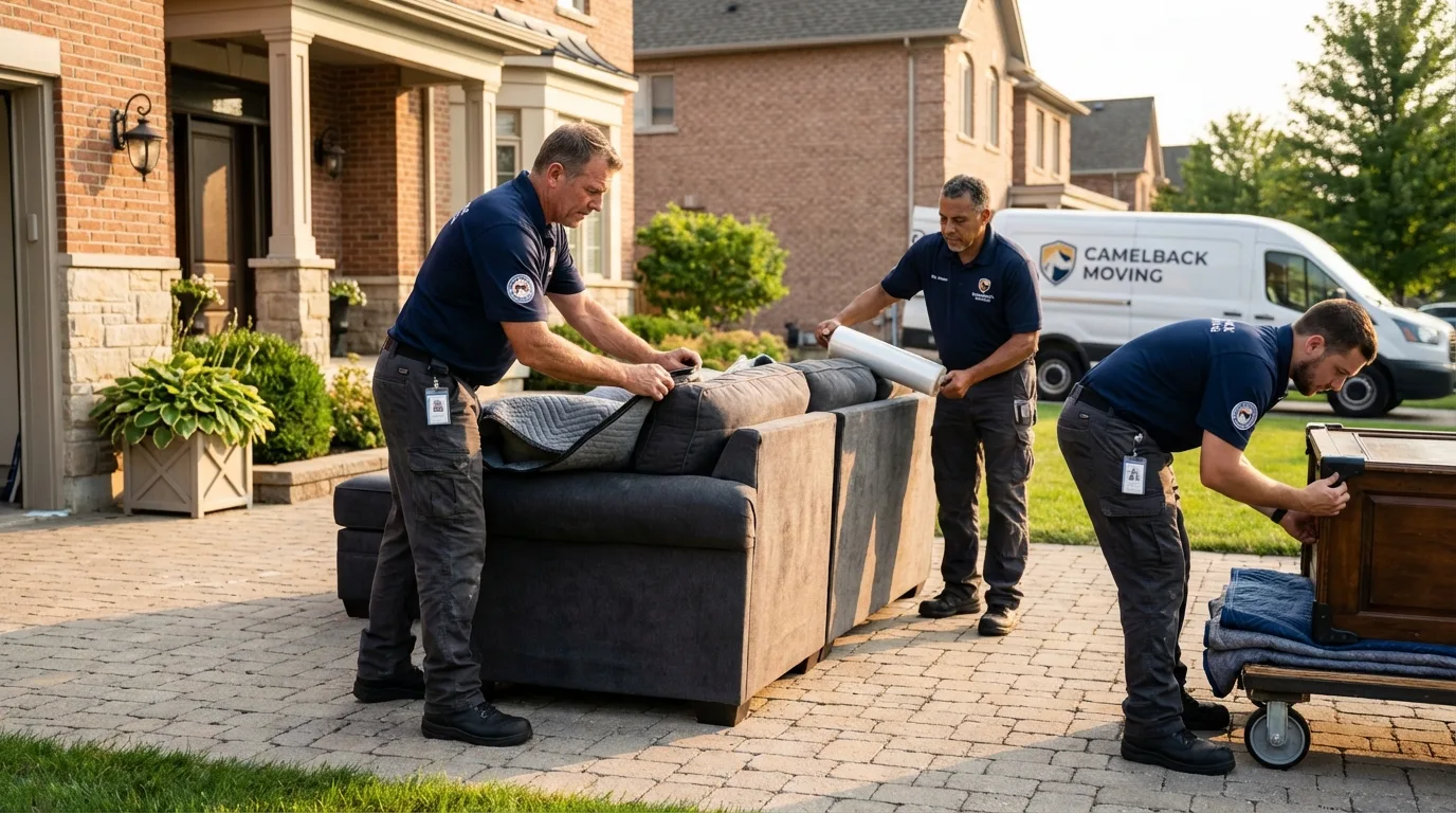 Large estate moving crew wrapping furniture in Yellow Springs, OH