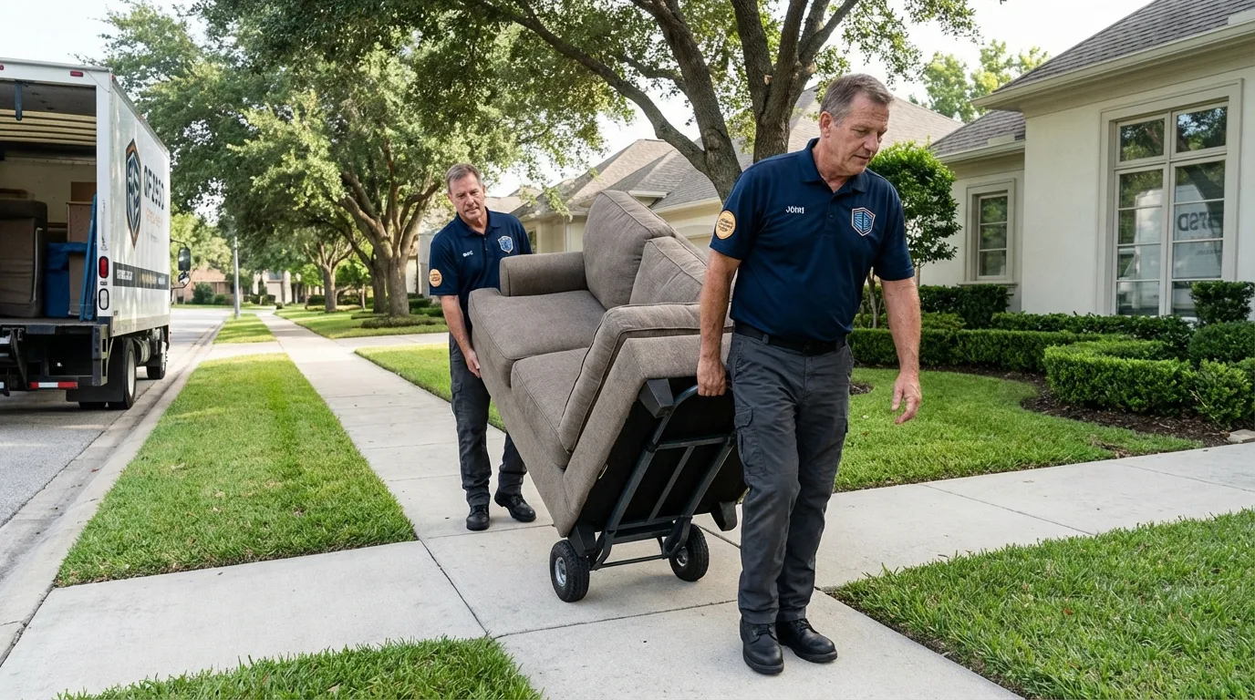 Local residential moving crew loading furniture in Yellow Springs, OH